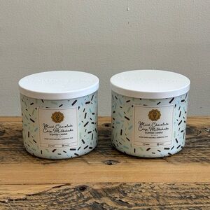 Bath & Body Works Mint Chocolate Chip Milkshake 3 Wick Candle lot of 2